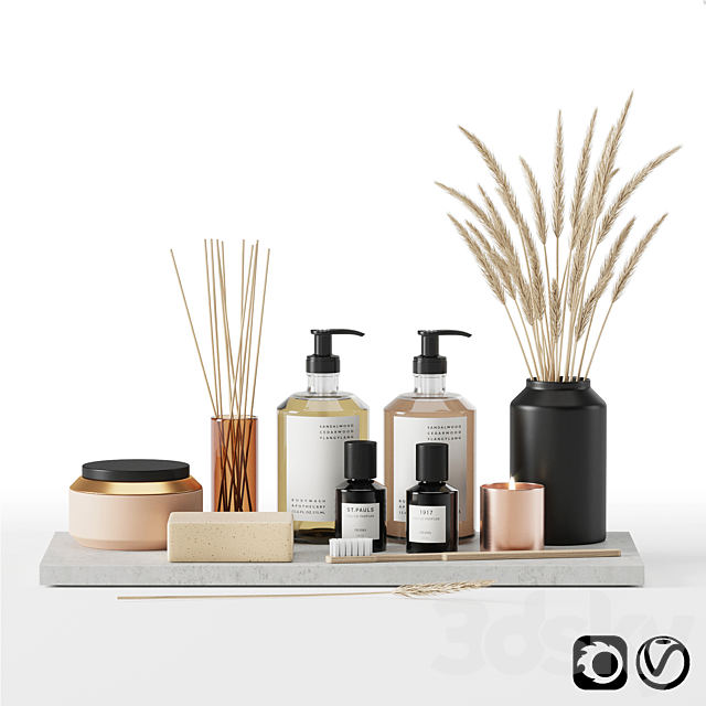 Bathroom accessories set 01 3DS Max Model - thumbnail 1