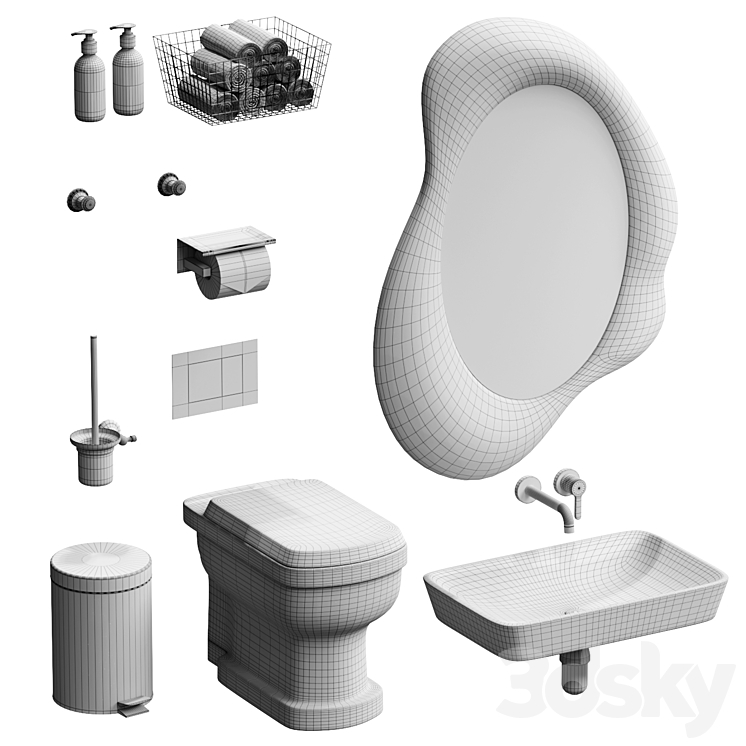 Bathroom accessories set 3DS Max - thumbnail 2