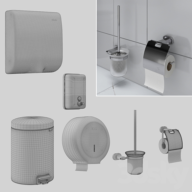 Bathroom accessories set 43 (Ravak. Brabantia. BXG) 3DSMax File - thumbnail 3