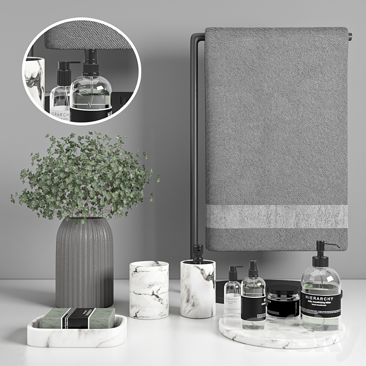 bathroom accessories set 50 3DS Max - thumbnail 1