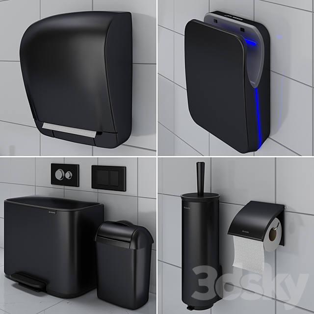Bathroom accessories set 72 black (Jofel. Brabantia. Satino Black. BXG. Katrin. Viega) 3DSMax File - thumbnail 2