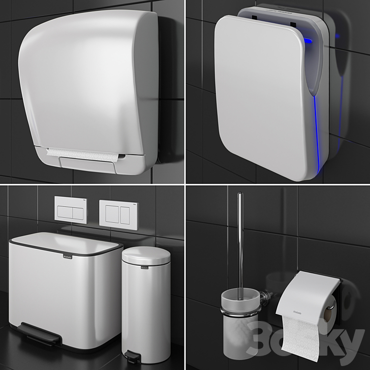 Bathroom accessories set 73 White (Grohe Jofel Brabantia BXG Katrin Viega) 3DS Max - thumbnail 2