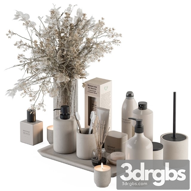 Bathroom Accessory Set with Dried Plants Set 20 3dsmax Download - thumbnail 1