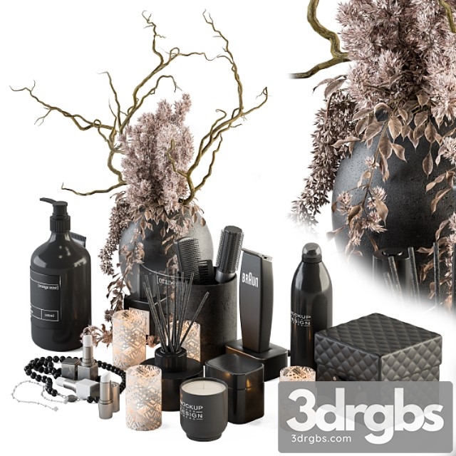 Bathroom Accessory Set With Dried Plants Set 21 3dsmax Download - thumbnail 1