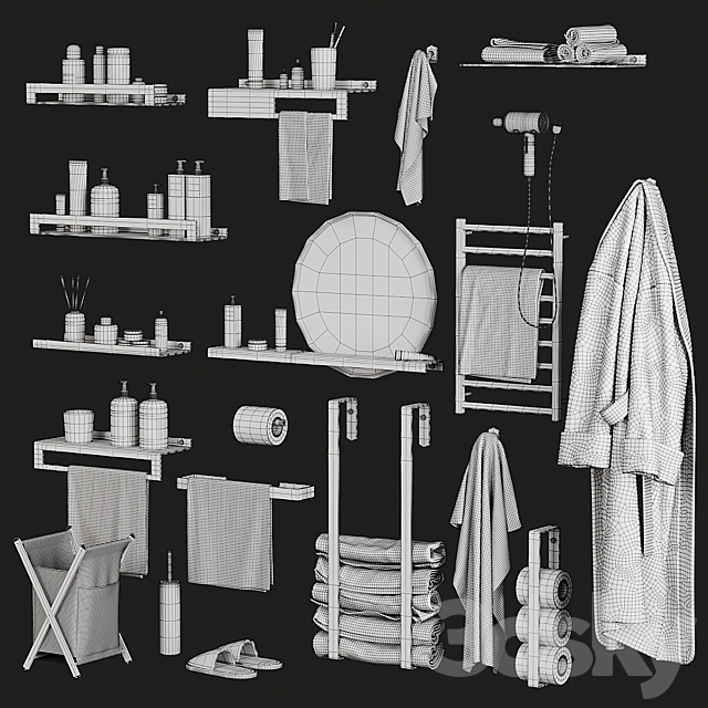 Bathroom and toilet accessories set 3DS Max Model - thumbnail 7