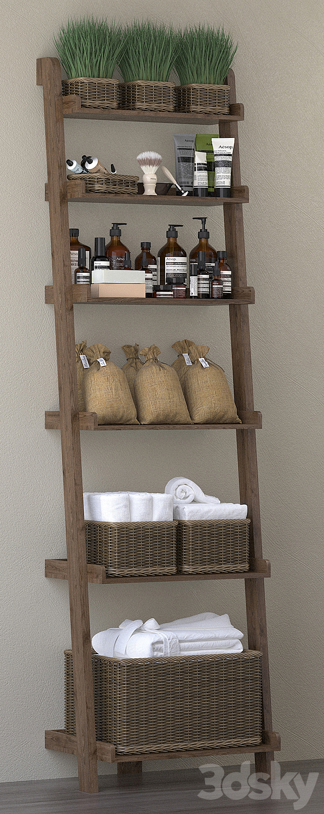 Bathroom cabinet with baskets. H-1900mm. 3DS Max Model - thumbnail 2