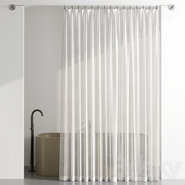 Bathroom Curtains pinned by clamp 3DSMax File - thumbnail 2