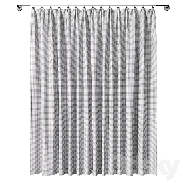 Bathroom Curtains pinned by clamp 3DSMax File - thumbnail 7
