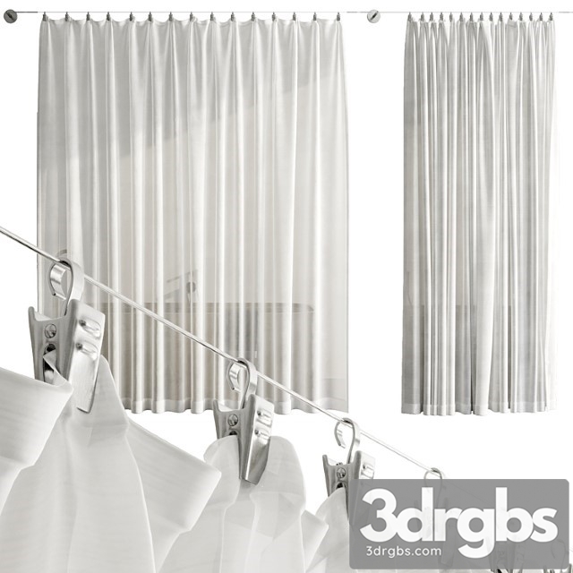 Bathroom curtains pinned by clamp - thumbnail 1