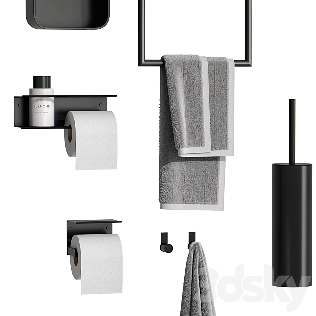 Bathroom decor set 3 3ds Max - thumbnail 2