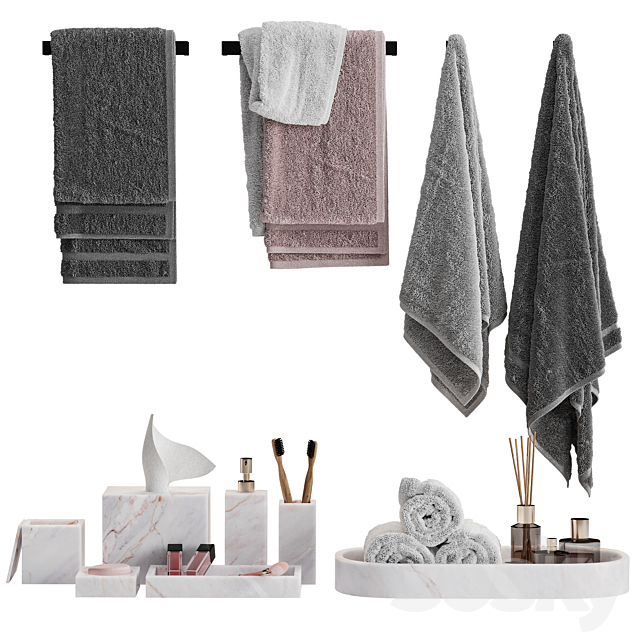 Bathroom decor towel set 19 3ds Max - thumbnail 1