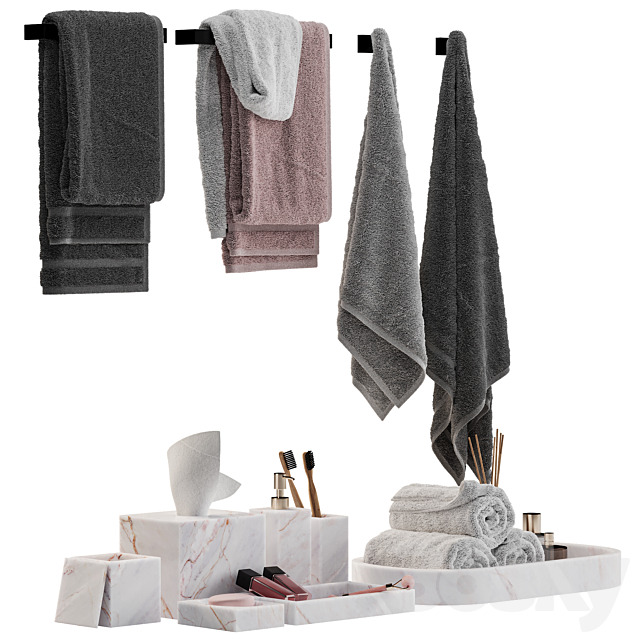 Bathroom decor towel set 19 3ds Max - thumbnail 2