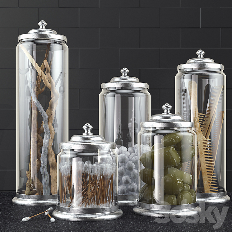 Bathroom decoration jars set 2 3DS Max - thumbnail 1