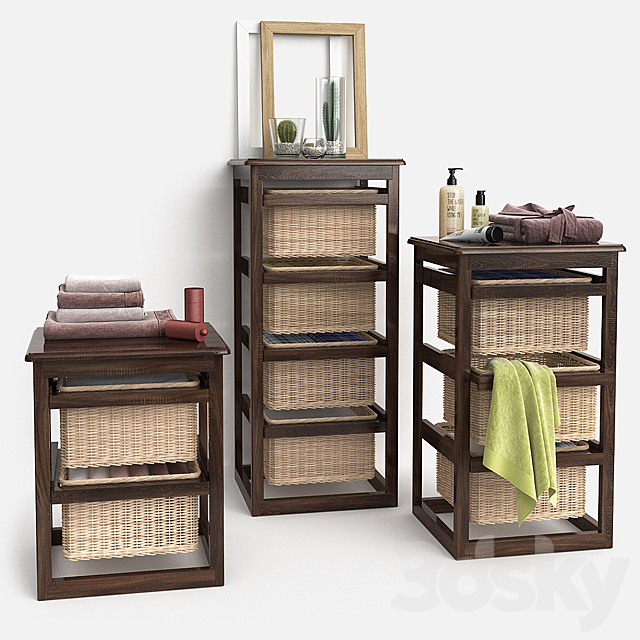 Bathroom furniture with baskets model LAUNDRY wenge 3DSMax File - thumbnail 1