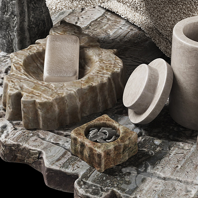 Batroom decor stone soap n1 _ Bathroom decor stone soap dish 3DS Max Model - thumbnail 2