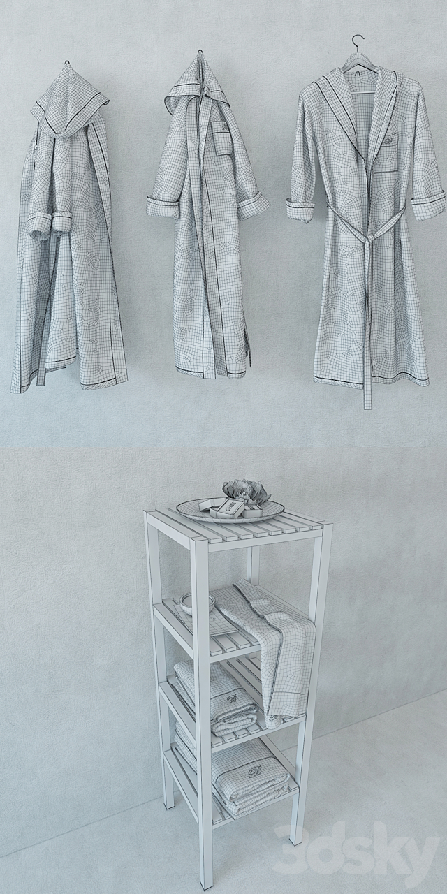 Blumarine Home collection of towels and bathrobes 3DS Max Model - thumbnail 3