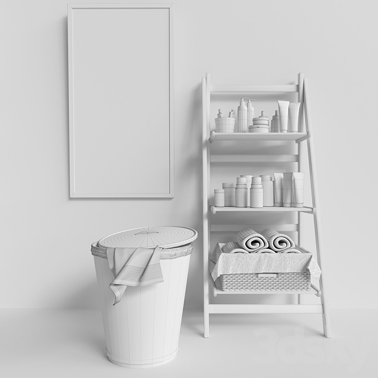 Collection of bathroom accessories. Cosmetics and Makeup 3DS Max - thumbnail 2