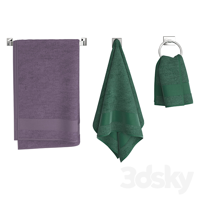 Color Towels Set 3DS Max Model - thumbnail 2