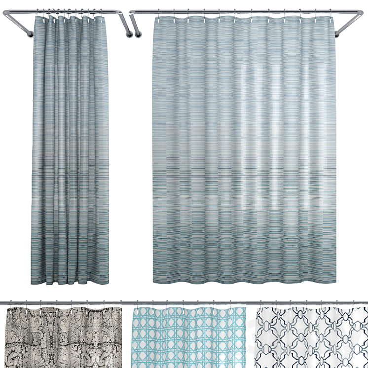 Crate and Barrel Shower Curtain collection 1 3DS Max - thumbnail 1