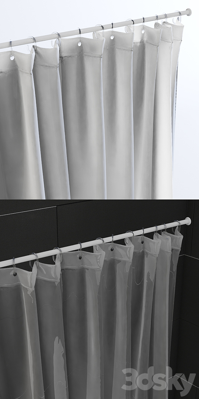 Curtains for bathroom 3DS Max Model - thumbnail 2