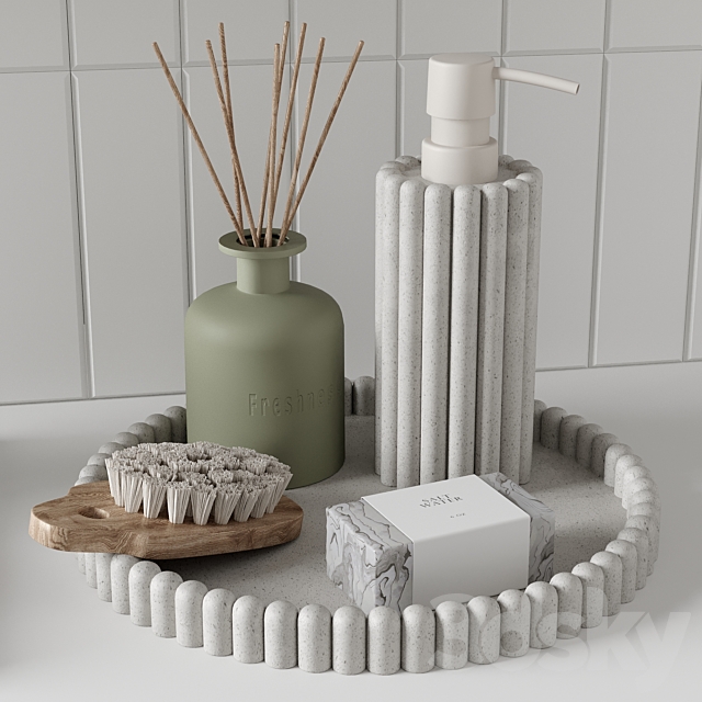 Decorative bathroom set Natural 3ds Max - thumbnail 2