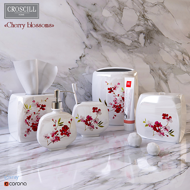 Decorative set of bathroom of Cherry Blossoms Croscill Living 3DS Max - thumbnail 1