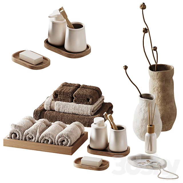 Decorative set with towels 3ds Max - thumbnail 1