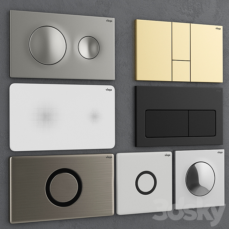 Flush buttons for installing Viega 1 3DS Max - thumbnail 2