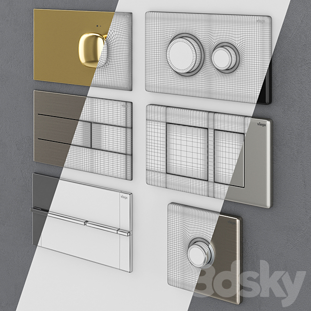 Flush buttons for installing Viega 2 3DS Max Model - thumbnail 3