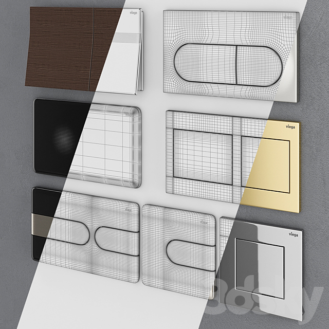 Flush buttons for installing Viega 3 3DS Max Model - thumbnail 3