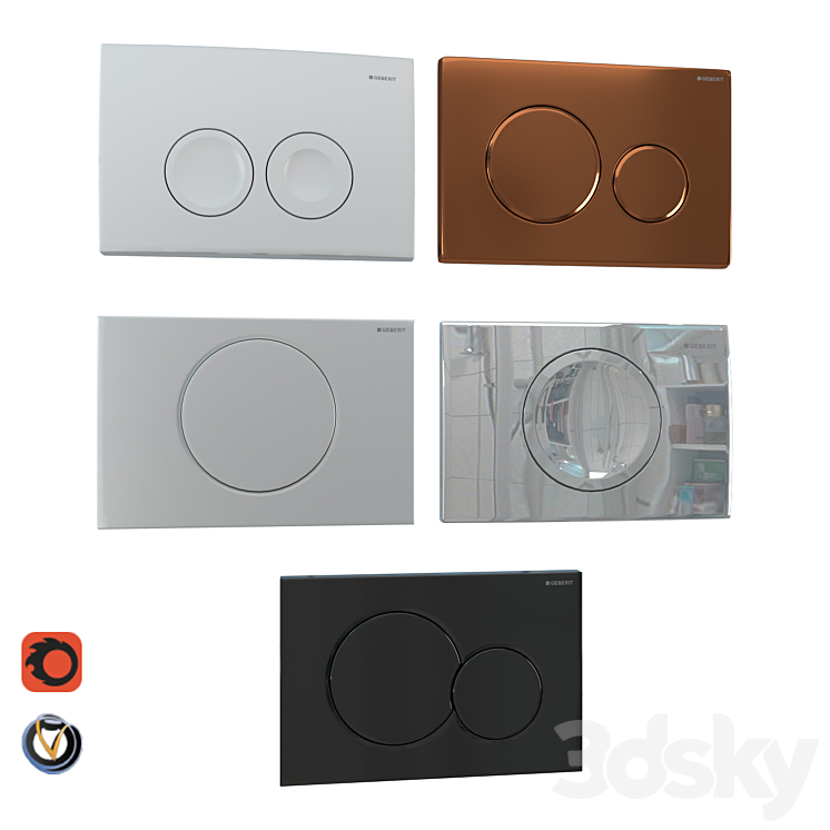 GEBERIT flush plates for installation 5 pcs. (part 1) 3DS Max Model - thumbnail 1