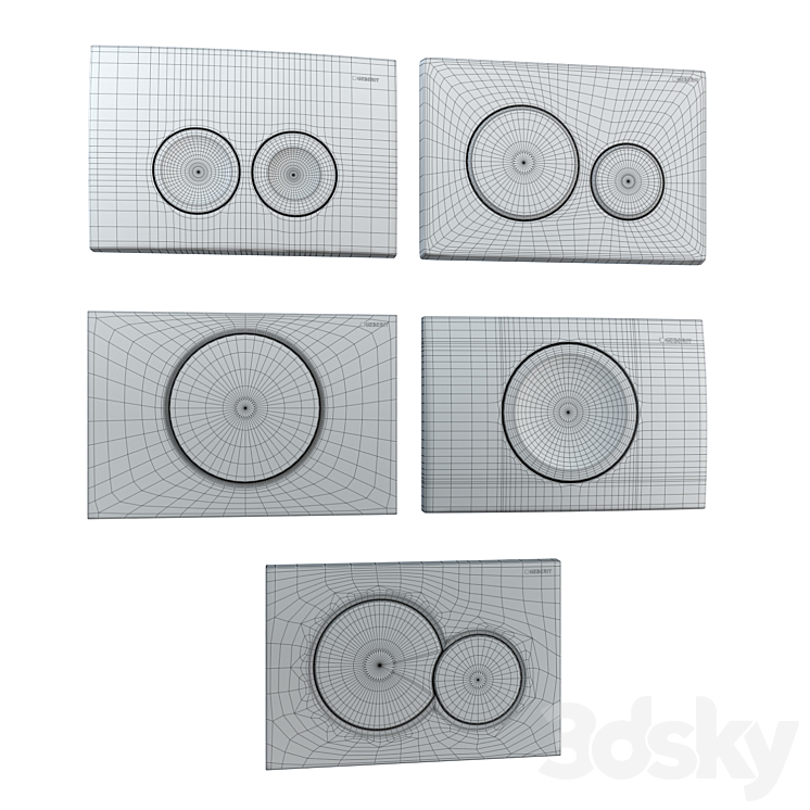 GEBERIT flush plates for installation 5 pcs. (part 1) 3DS Max - thumbnail 2