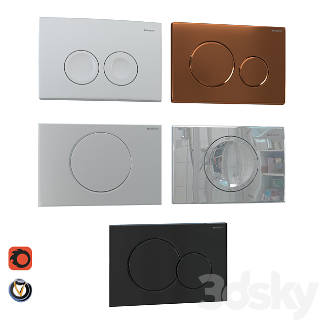 GEBERIT flush plates for installation 5 pcs. (part 1) 3DS Max Model - thumbnail 1