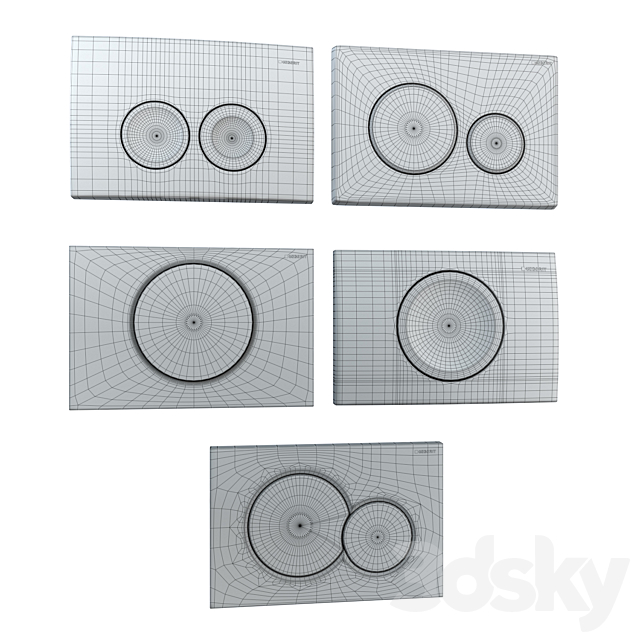 GEBERIT flush plates for installation 5 pcs. (part 1) 3DS Max Model - thumbnail 2