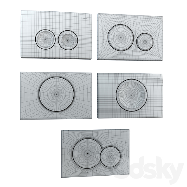 GEBERIT flush plates for installation 5 pcs. (part 1) 3DSMax File - thumbnail 2