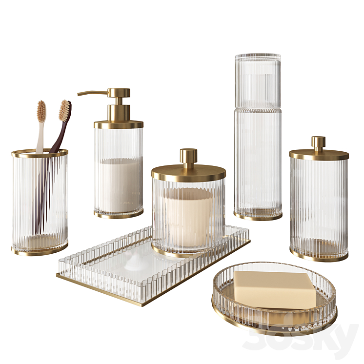 Glass decorative bathroom set 3DS Max Model - thumbnail 1