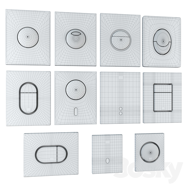 Grohe flush plates for installation 3DS Max Model - thumbnail 2