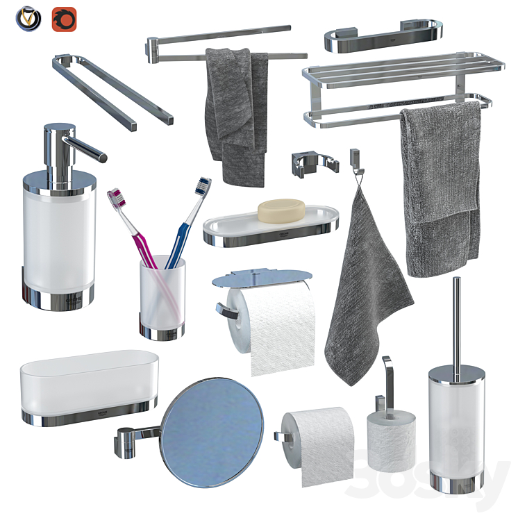 GROHE Selection Accessory Set (15 pcs) 3DS Max Model - thumbnail 3