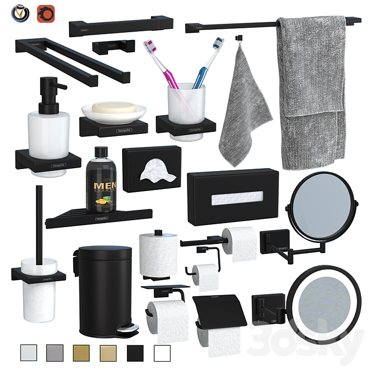 Hansgrohe AddStoris Accessory Set (20 pcs) 3DS Max - thumbnail 1