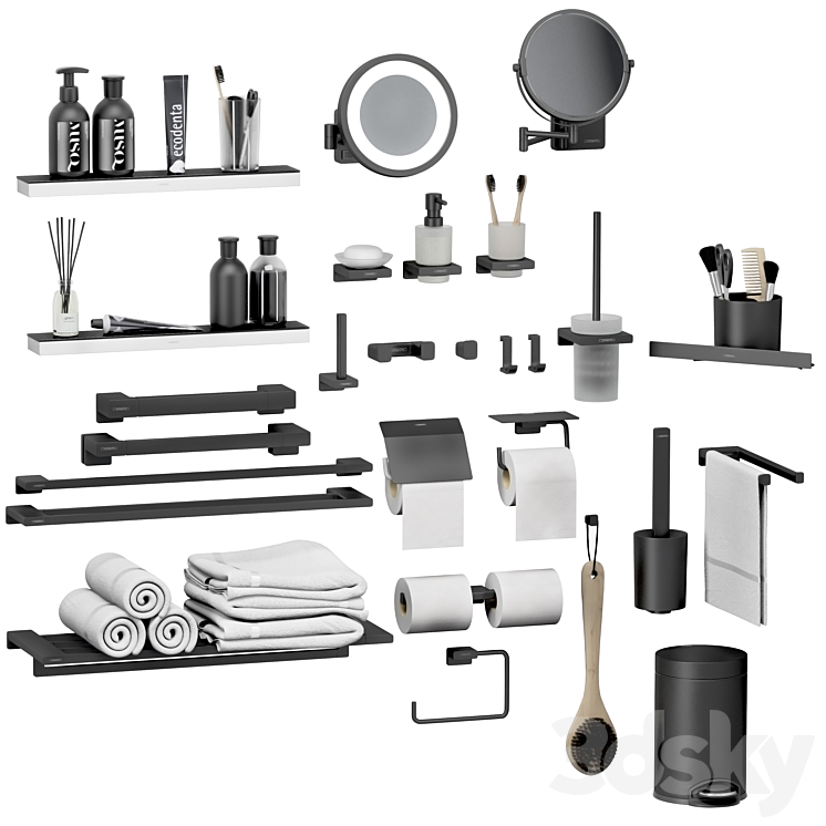 Hansgrohe set of bathroom accessories and decor 3DS Max - thumbnail 1