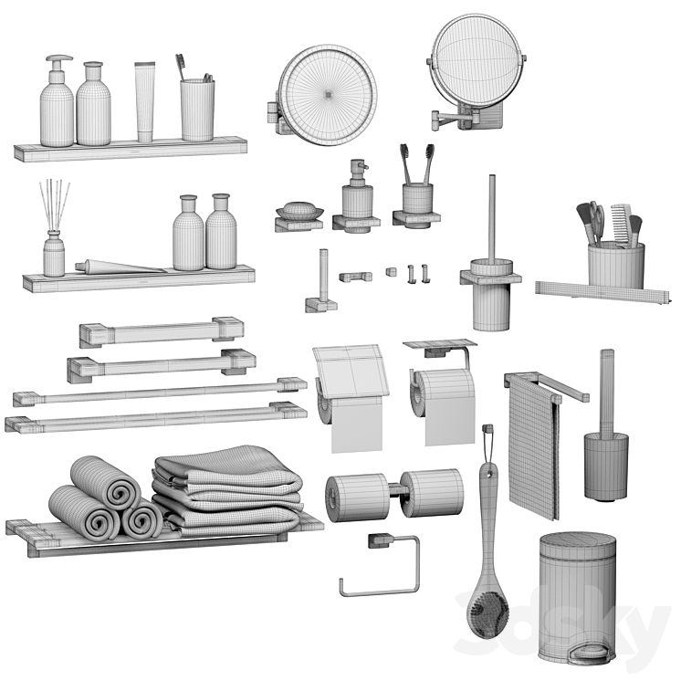 Hansgrohe set of bathroom accessories and decor 3DS Max - thumbnail 2