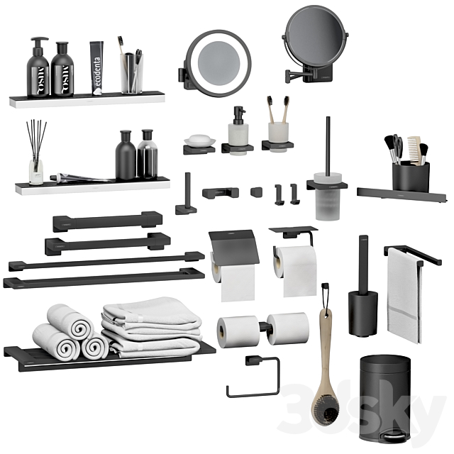 Hansgrohe set of bathroom accessories and decor 3DSMax File - thumbnail 1