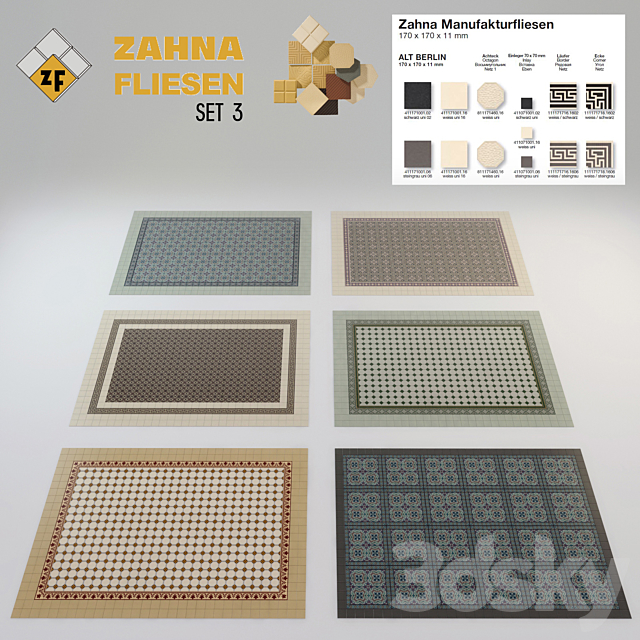 Historical tile Zahna Set 3 3DSMax File - thumbnail 1