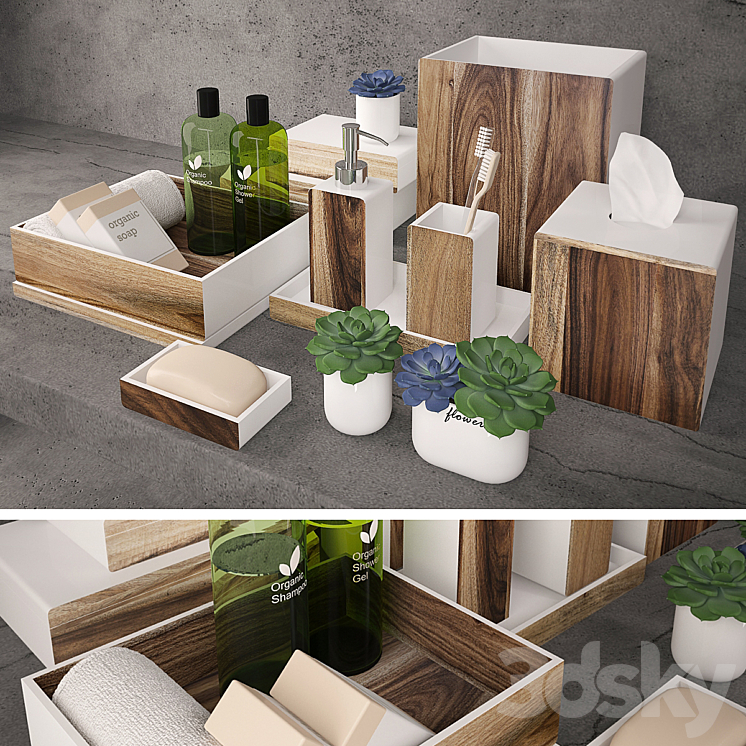 Kassatex Habitat acacia wood accessories 3DS Max - thumbnail 1