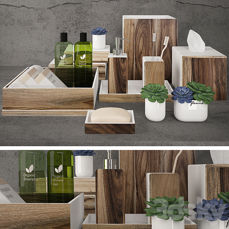 Kassatex Habitat acacia wood accessories 3DS Max - thumbnail 2