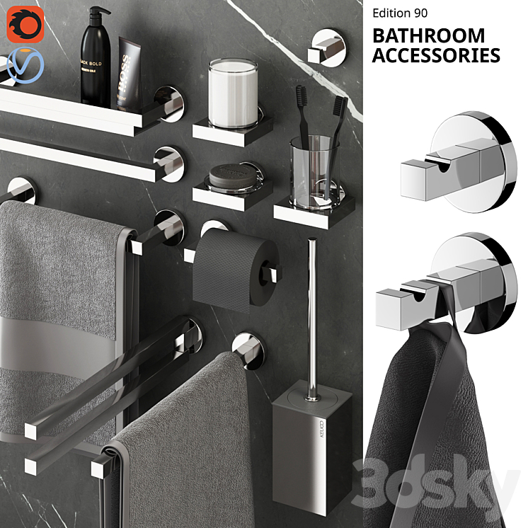 Keuco Edition 90 bathroom accessories 3DS Max - thumbnail 1