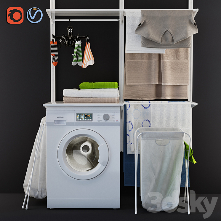 laundry decor ikea 3DS Max - thumbnail 1