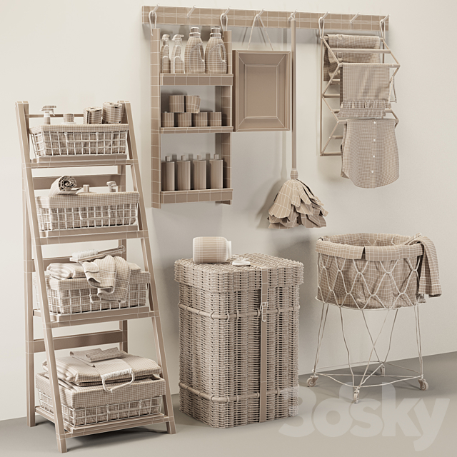 Laundry decorative Set 01 3DS Max Model - thumbnail 4