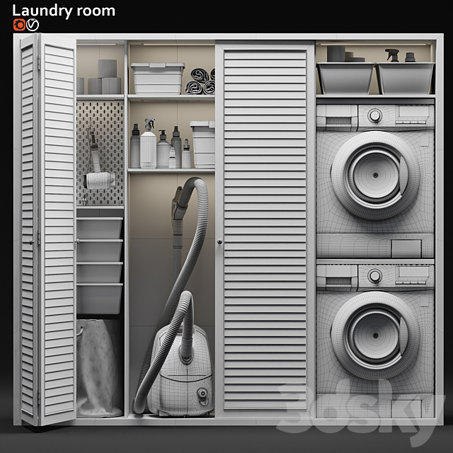 Laundry room 07 3DS Max Model - thumbnail 3