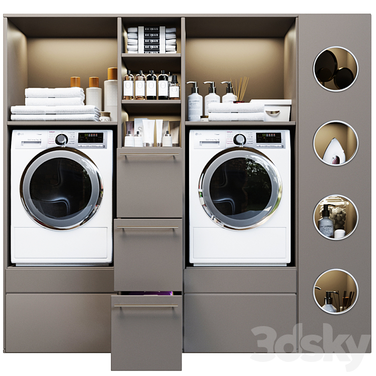 Laundry room in gray with household appliances and cosmetics 5 3DS Max Model - thumbnail 1